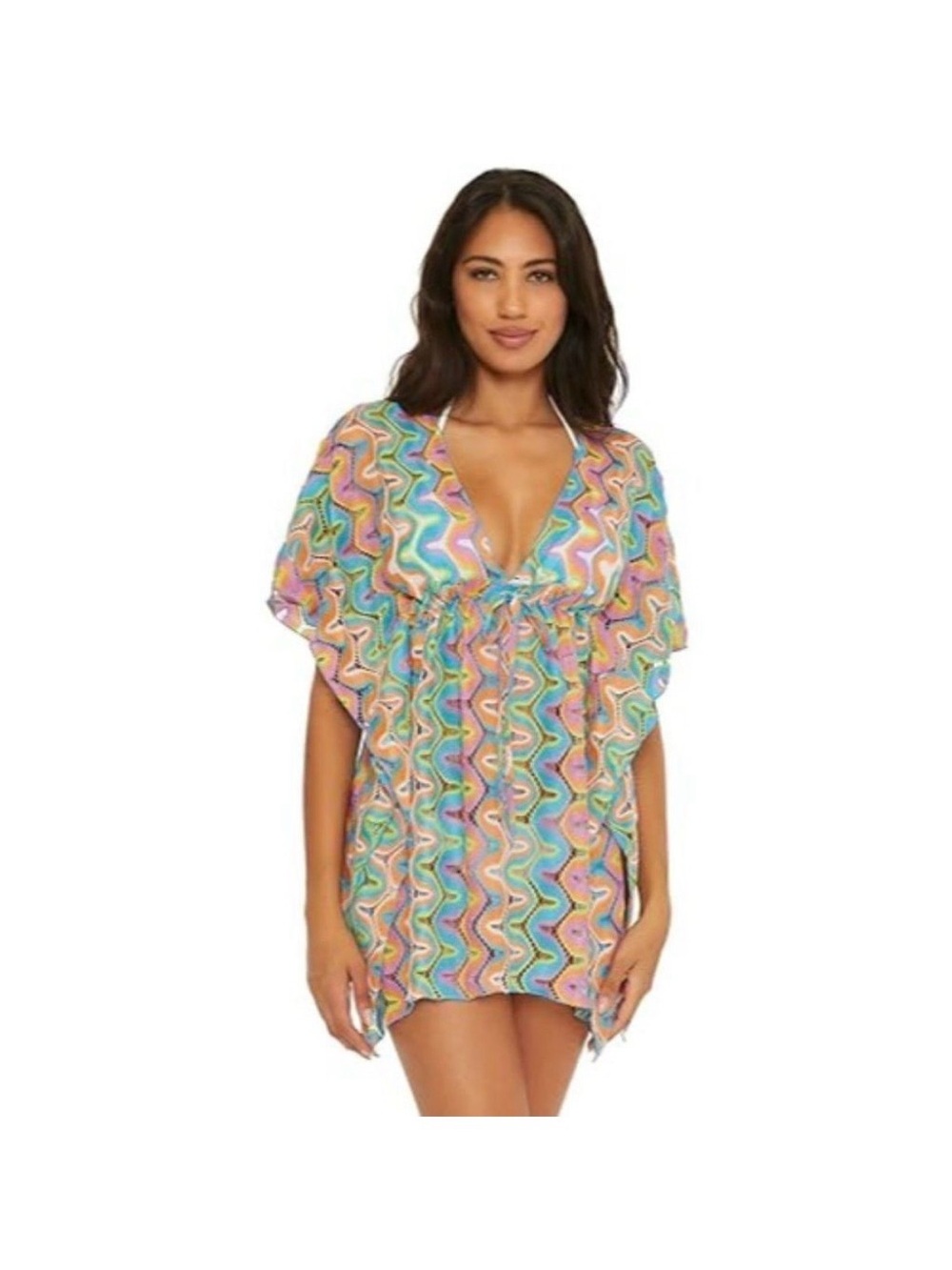 BECCA Multicolor Wavy Print Swim Coverup